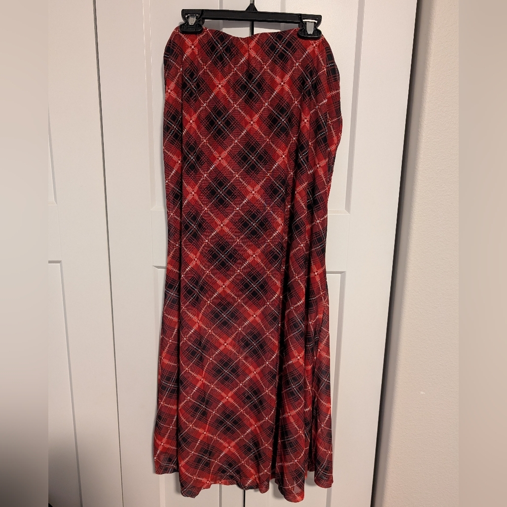 Wild Fable Red Plaid Maxi Skirt Size M NWT